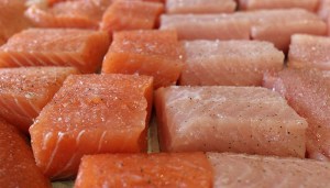 Red Chinook on left and Marbled Chinook on right at the Makah Tribe and Coastal Trollers Association 10th Annual Washington Troll Salmon Lunch at Lark. Photo by Marcus Donner © 2013